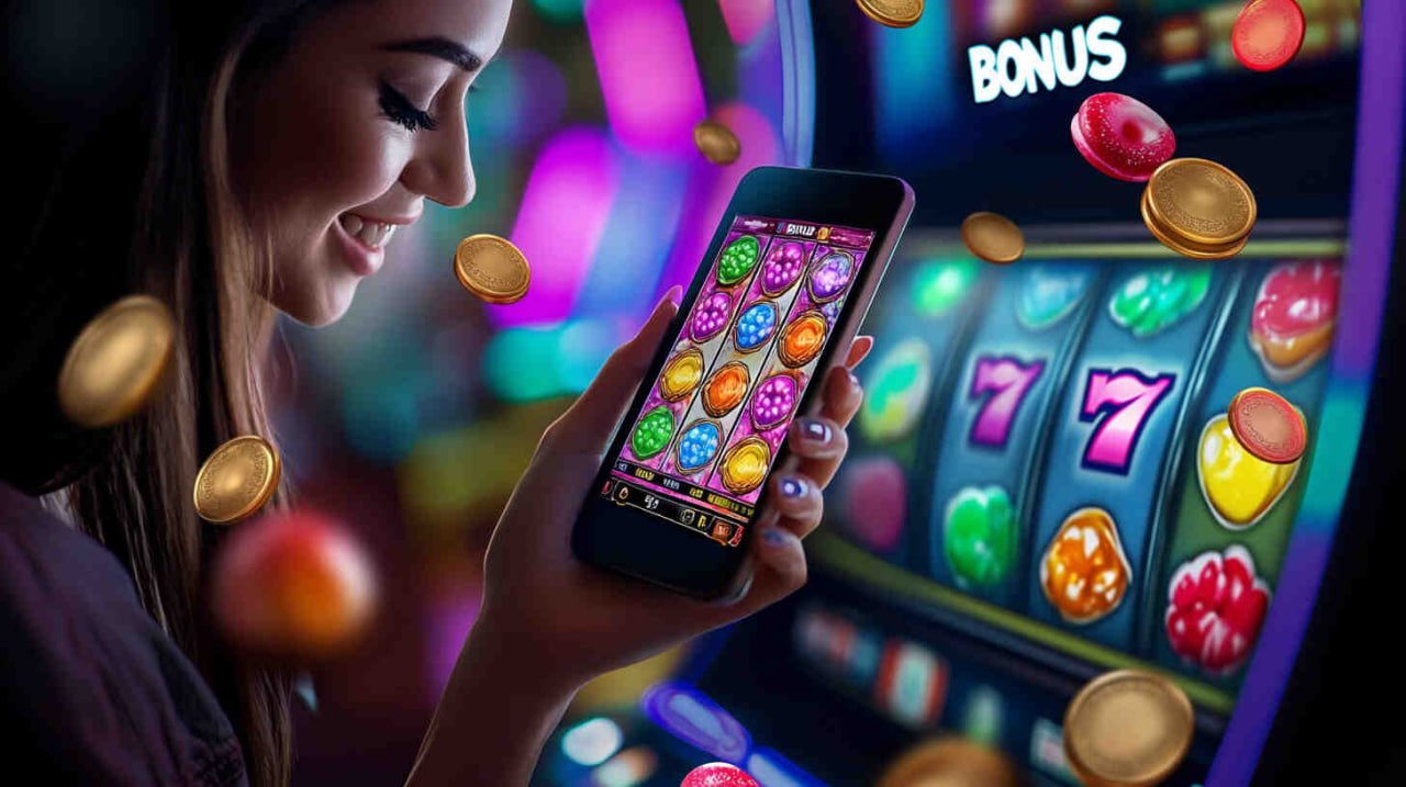 Antarmuka Mega Moolah di aplikasi mobile layar slot dengan tombol putar dan saldo